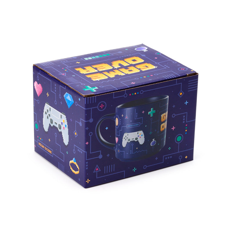 Game Over Mug showcased on a shelf