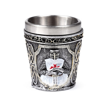 Medieval White Knight Decorative Shot Glass on display