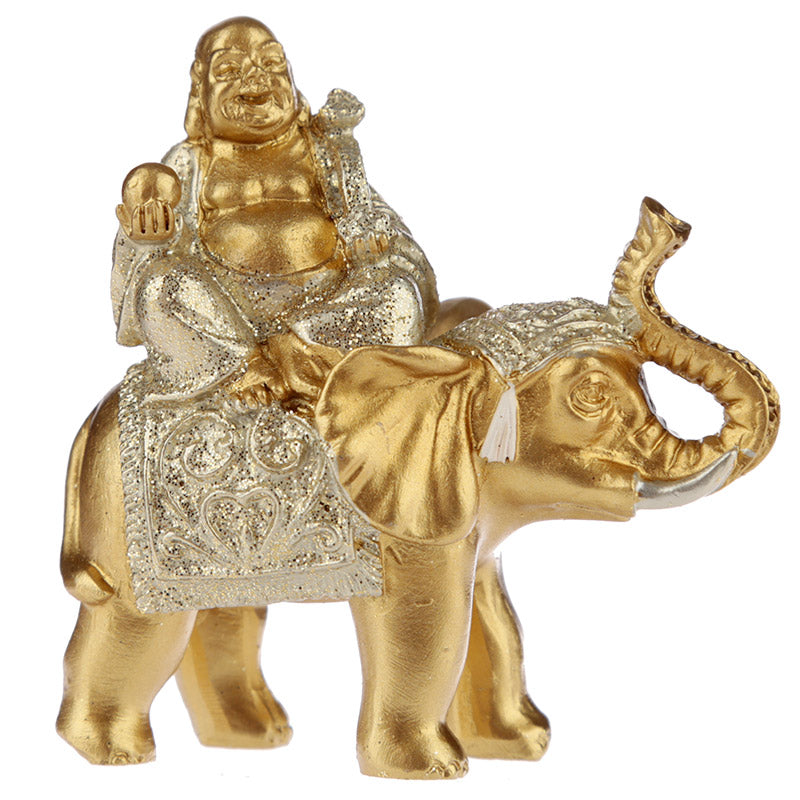Spiritual decor mini Lucky Buddha and Elephant