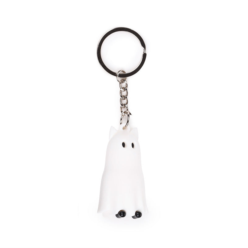 Spooky Ghost Keyring displayed with Halloween decorations