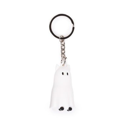 Spooky Ghost Keyring displayed with Halloween decorations