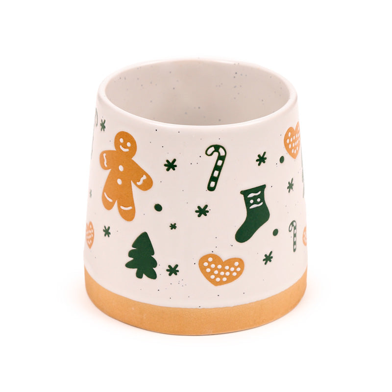 Gingerbread Man Stoneware Mug in holiday setting