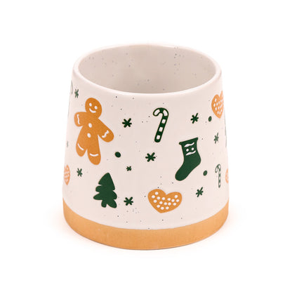 Gingerbread Man Stoneware Mug in holiday setting