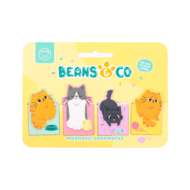 Close-up of Beans & Co Cats Magnetic Bookmark Set