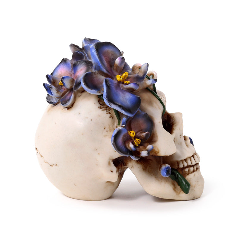 Stunning skull ornament with floral embellishments