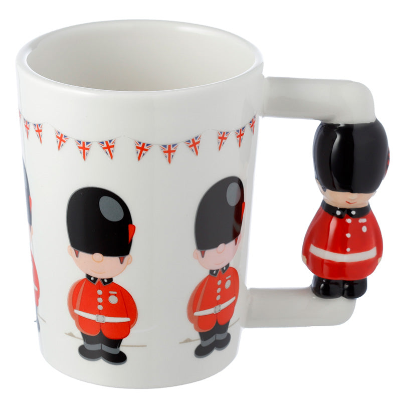 Shaped Handle Ceramic Mug featuring London Guardsman design