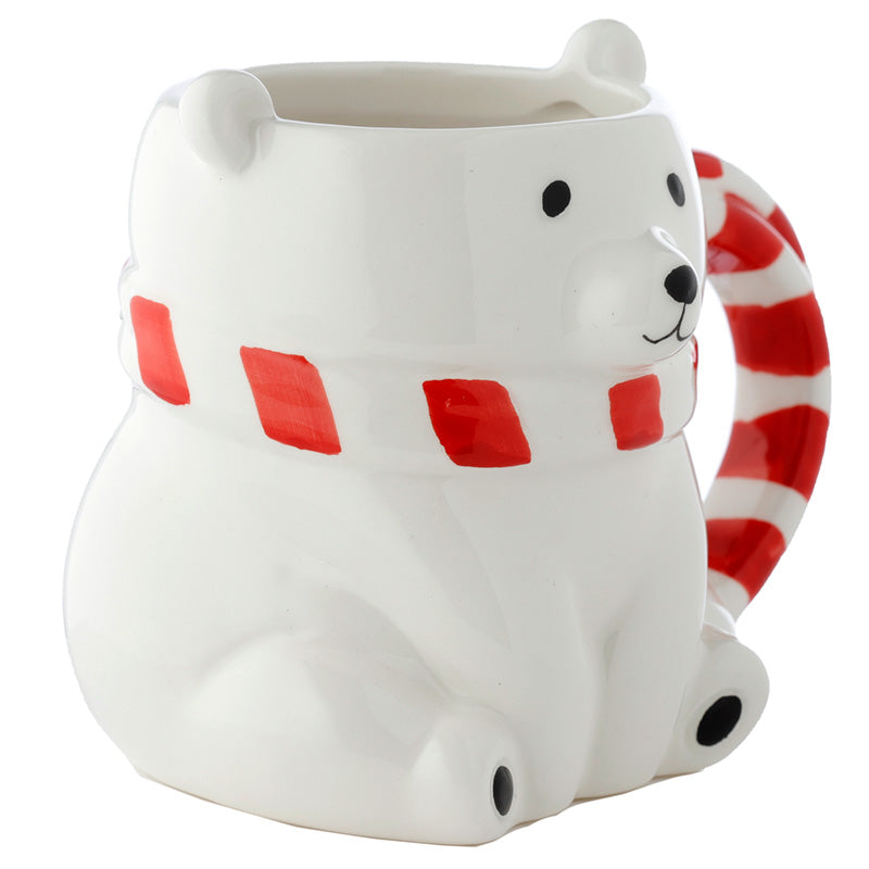 Whimsical polar bear mug on a table