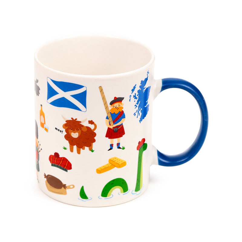 Scotland Souvenir Porcelain Mug on a table