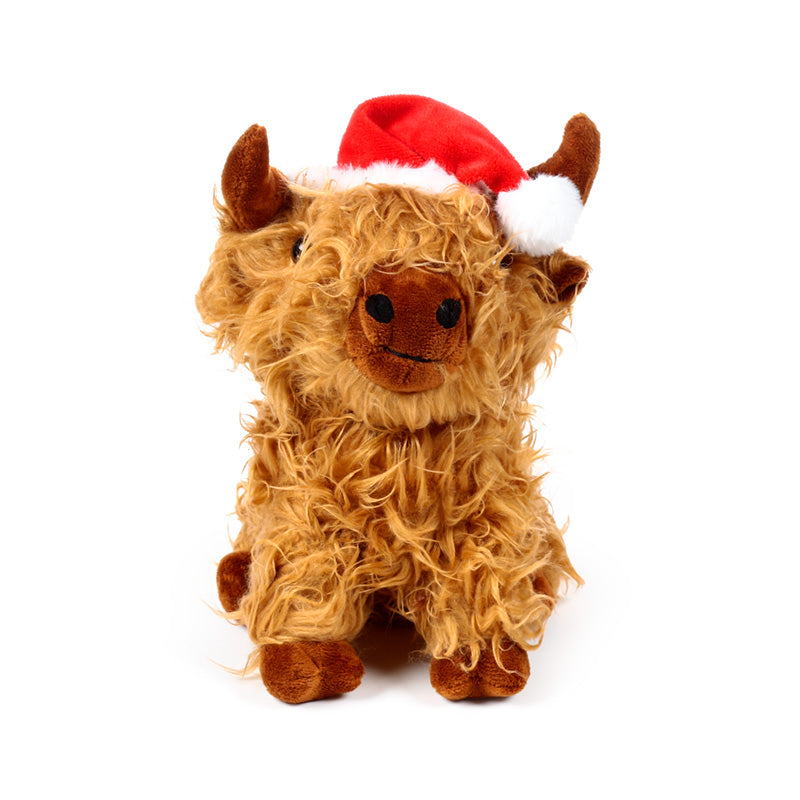 Christmas Highland Coo Plush Door Stop - Back View
