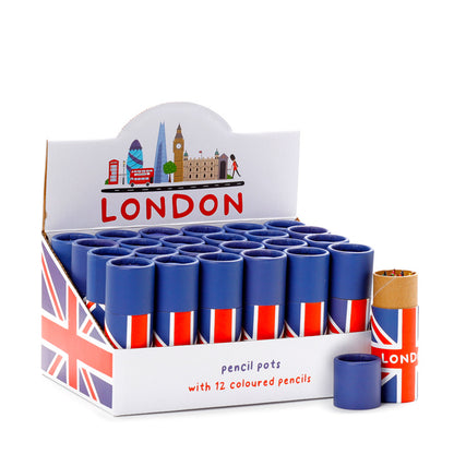 Union Jack Colouring Pencil Tube with assorted pencils