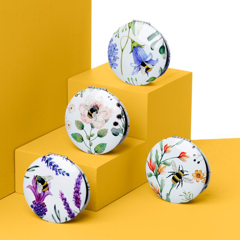 Compact Mirror - Nectar Meadows displayed with floral decor
