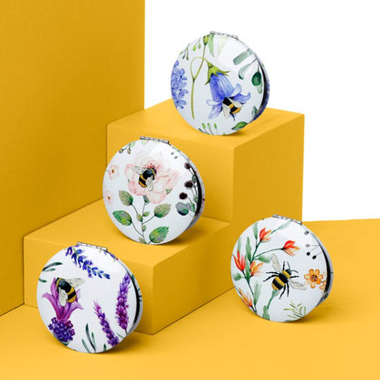 Compact Mirror - Nectar Meadows displayed with floral decor