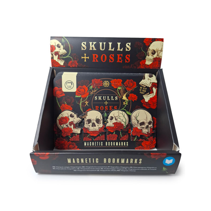 Magnetic Bookmark Set featuring Skulls and Roses design