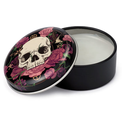 Skulls and Roses Lip Balm tin with floral design