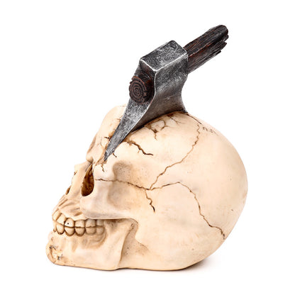Intricate Skull with Axe Decorative Piece