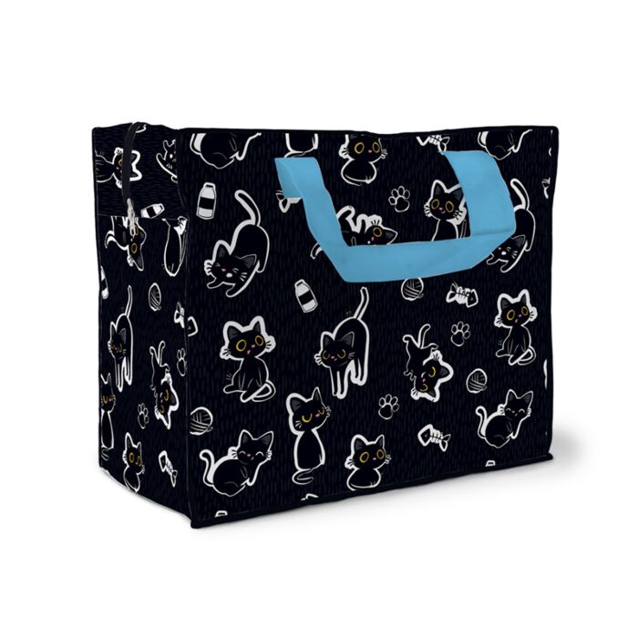 Lucky the Black Cat Zip Up Laundry Storage Bag detail