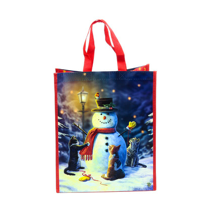 Close-up of Lisa Parker Christmas Cats reusable shopping bag.