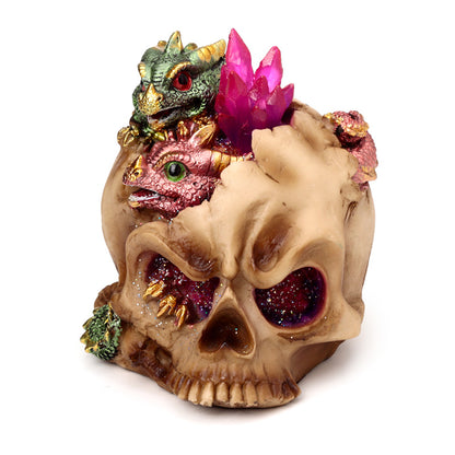 Baby Dragon atop a crystal skull LED Ornament