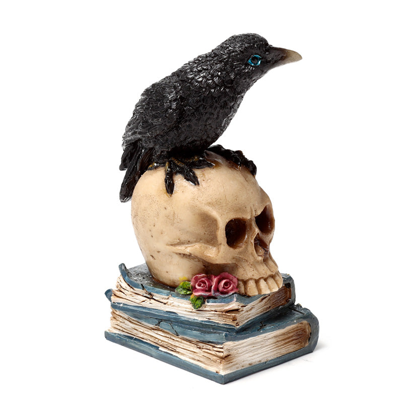 Artistic crow on skull ornament for home decor