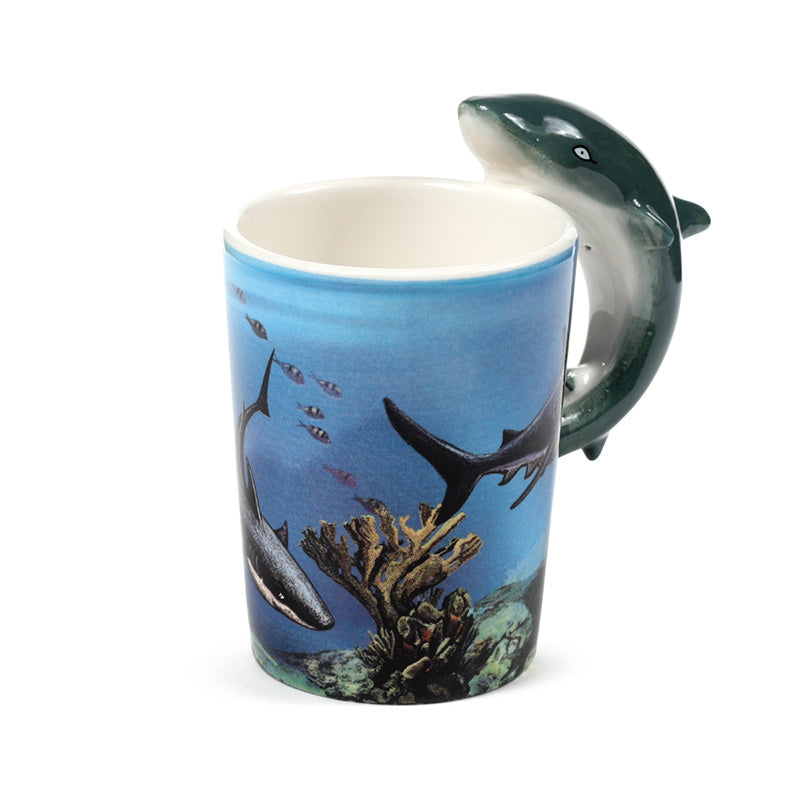 Lisa Parker Shark Shaped Handle Ceramic Mug - Decorative Accent
