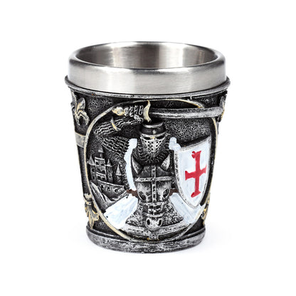 Medieval Knight Decorative Shot Glass with White and Red Shield