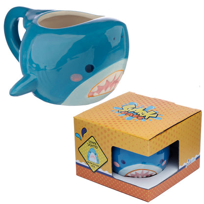 Shark Café Ceramic Shaped Head Mug front view