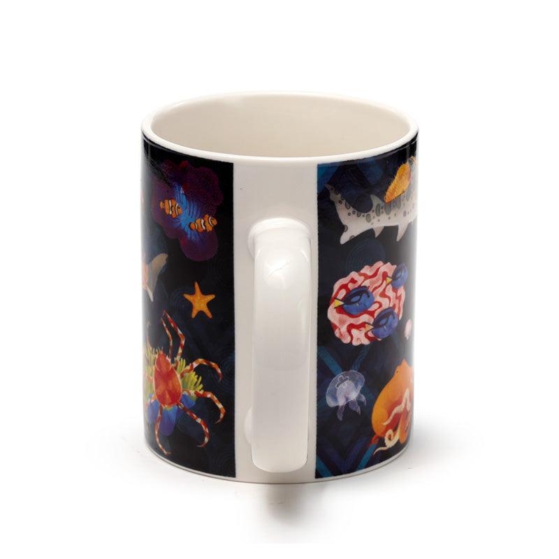 Marine Kingdom Porcelain Mug displayed with other decor