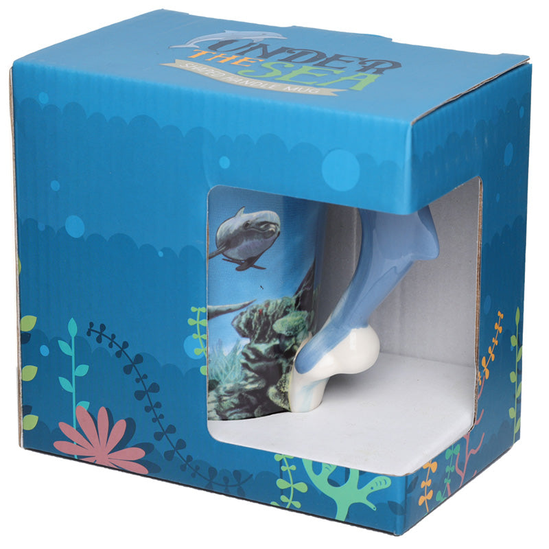 Ceramic Mug with Dolphin Design in a Home Setting