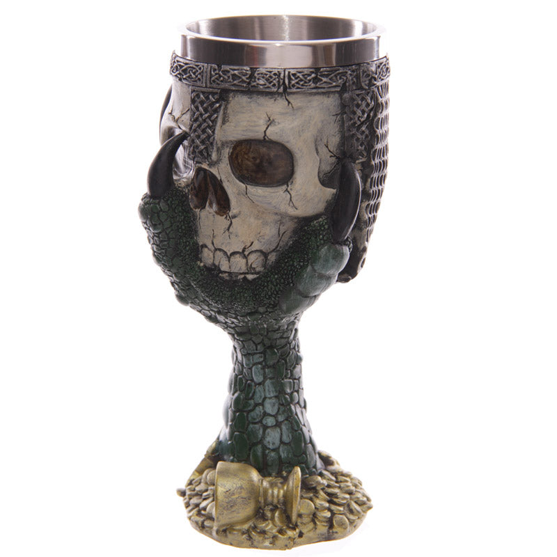 Gothic decorative goblet with warrior skull