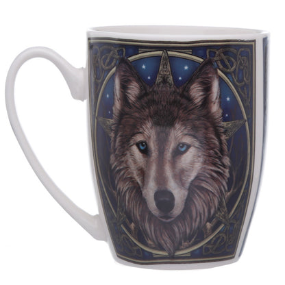 Lisa Parker porcelain mug with wolf artwork