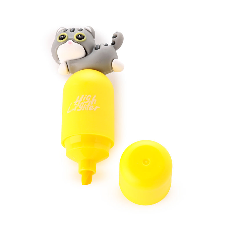 Cute Cat Shaped Lid Topper Highlighter on desk