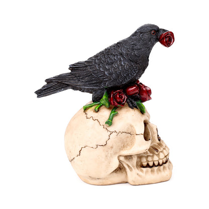 Decorative skull and raven ornament
