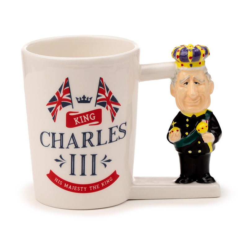 Close-up of King Charles III ceramic mug