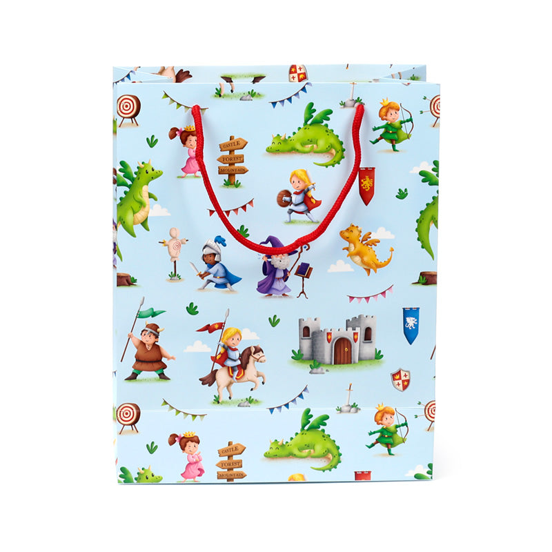 Large Knights & Dragons Gift Bag displayed with gifts