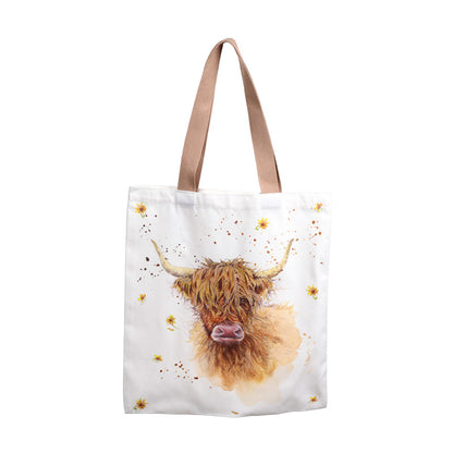 Jan Pashley Highland Coo Cow Tote Shopping Bag front view
