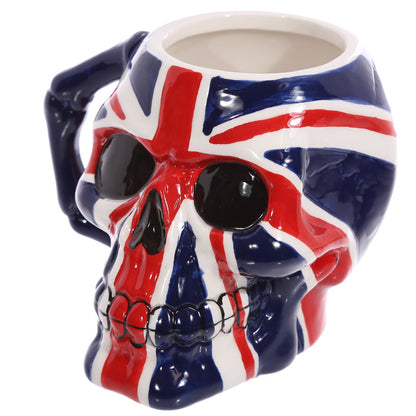 UK flag skull mug as a decorative piece