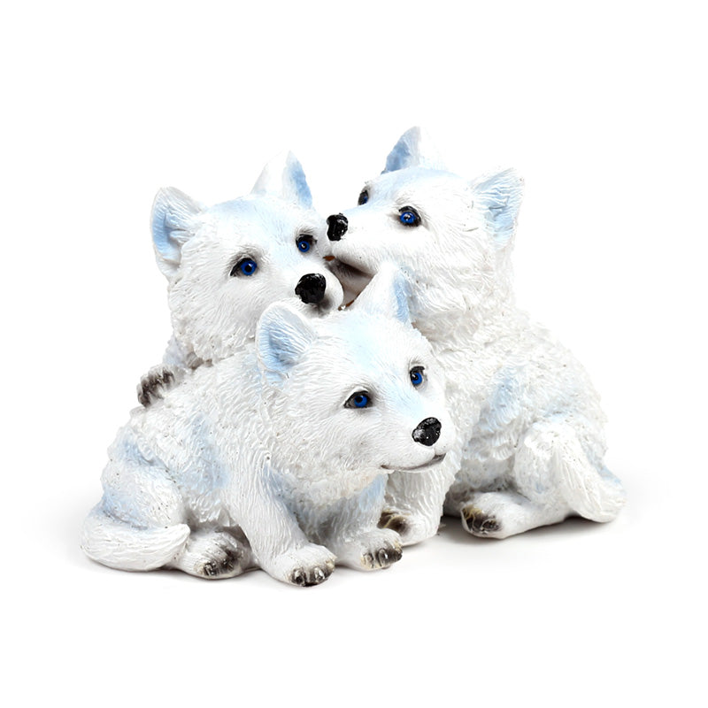 Wolf Ornament Trio of Puppies - Side View