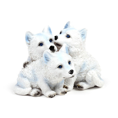 Wolf Ornament Trio of Puppies - Side View