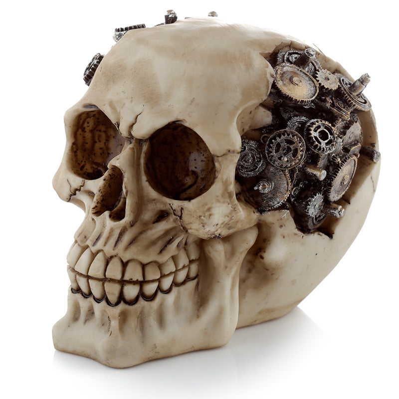 Fantasy Steampunk Skull Ornament featuring cogs and gears