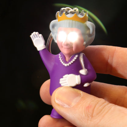 LED Light & Sound Keyring - Rule Britannia Queen in hand