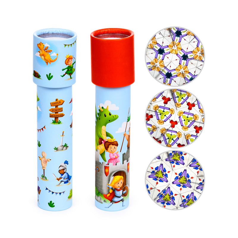 Close-up of the detailed illustrations on the kaleidoscope