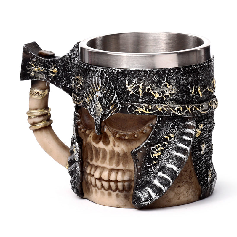 Axe Handle Armoured Skull Tankard for Home Decor