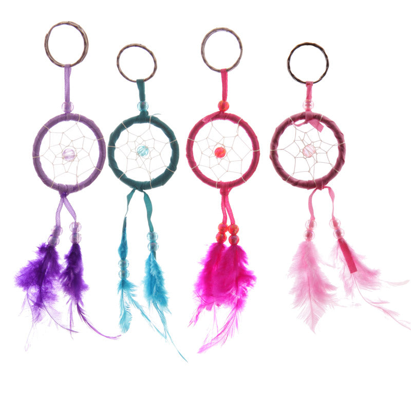 Bright Mini Feathers Dreamcatcher Keyring
