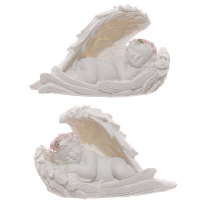 Decorative Rose Cherub Sleeping Figurine with roses