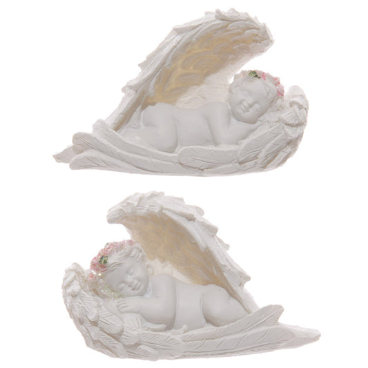Decorative Rose Cherub Sleeping Figurine with roses