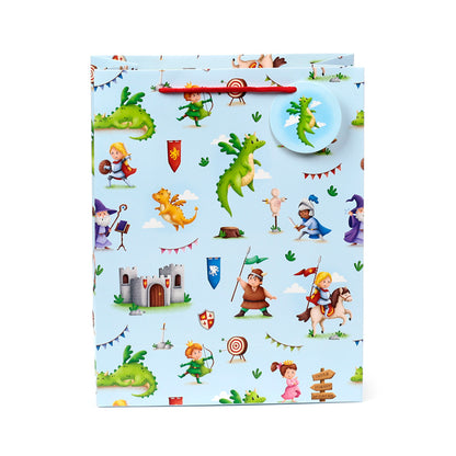 Large Knights & Dragons Gift Bag with gift tag