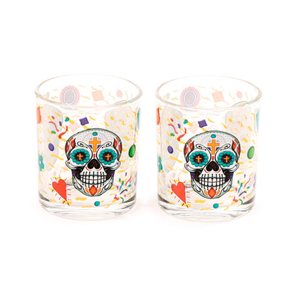 Day of the Dead glass tumbler set of 2