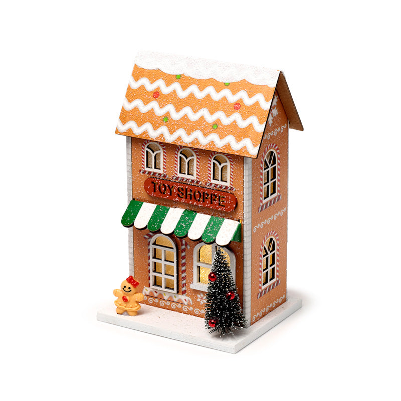 Festive LED Christmas Gingerbread Toy Shoppe on display