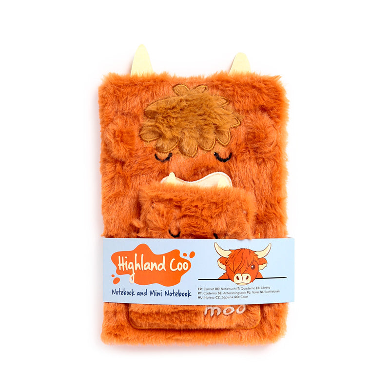 Highland Coo Plush A5 Notebook with Pouch