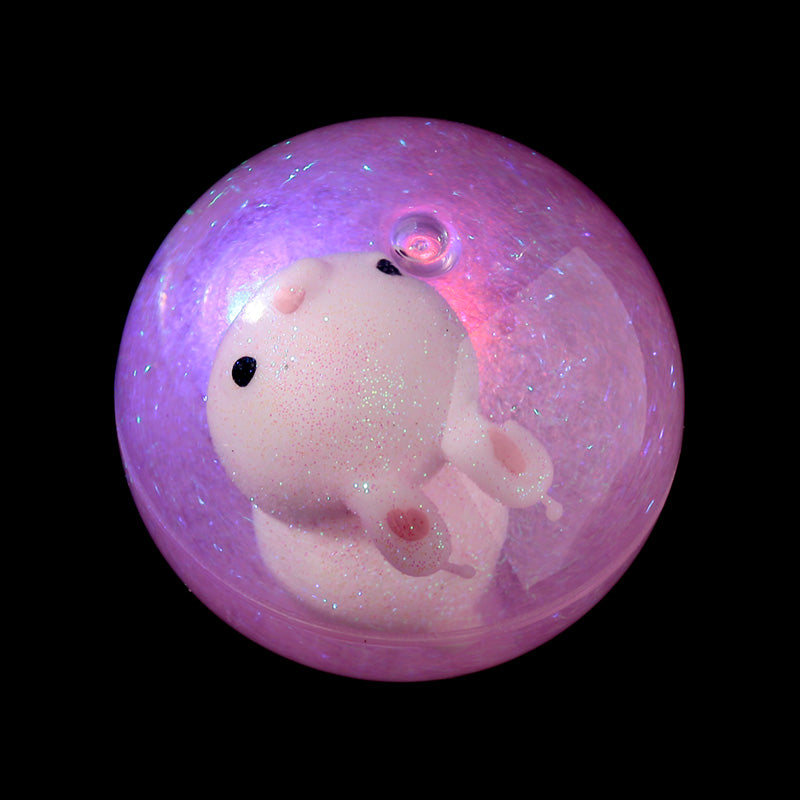 Brightly lit Springtime Duck LED ball in action